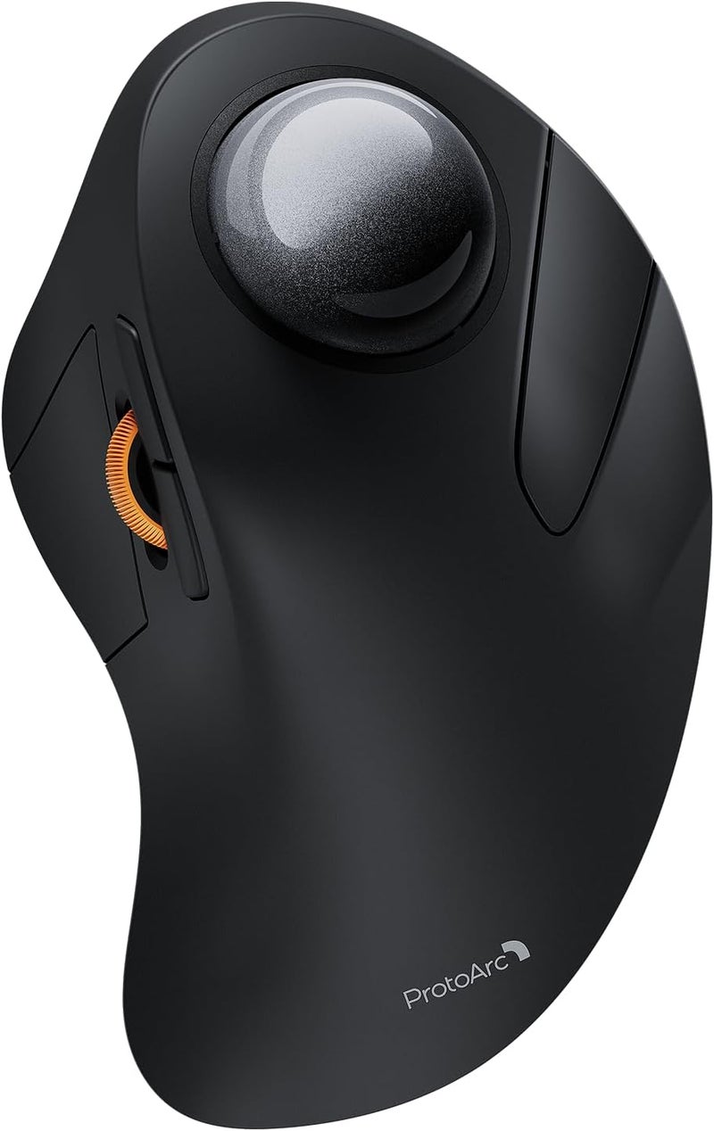 ProtoArc فأرة تتبع الكرة اللاسلكية بلوتوث، EM03 NL فأرة رولربول مريحة قابلة لإعادة الشحن، متوافقة مع 3 أجهزة، متوافقة مع الكمبيوتر، آيباد، ماك، ويندوز - كرة رمادية - Image 1